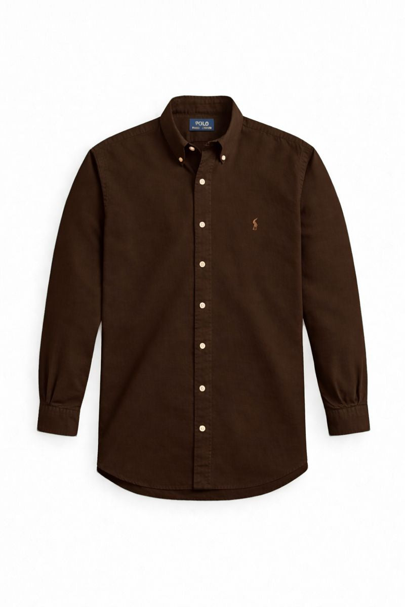Men's Premium Slim Fit Formal Shirt - Solid Dark Brown