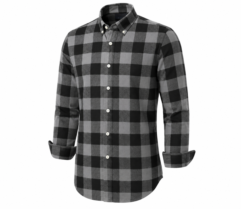 Premium Gray & Black Checkered Full Sleeve Shirt