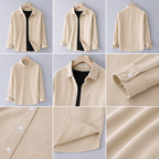 Men;s Long Sleeves Beige Shirt With Under Black T-Shirt