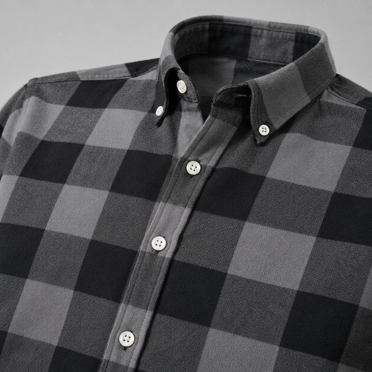 Premium Gray & Black Checkered Full Sleeve Shirt