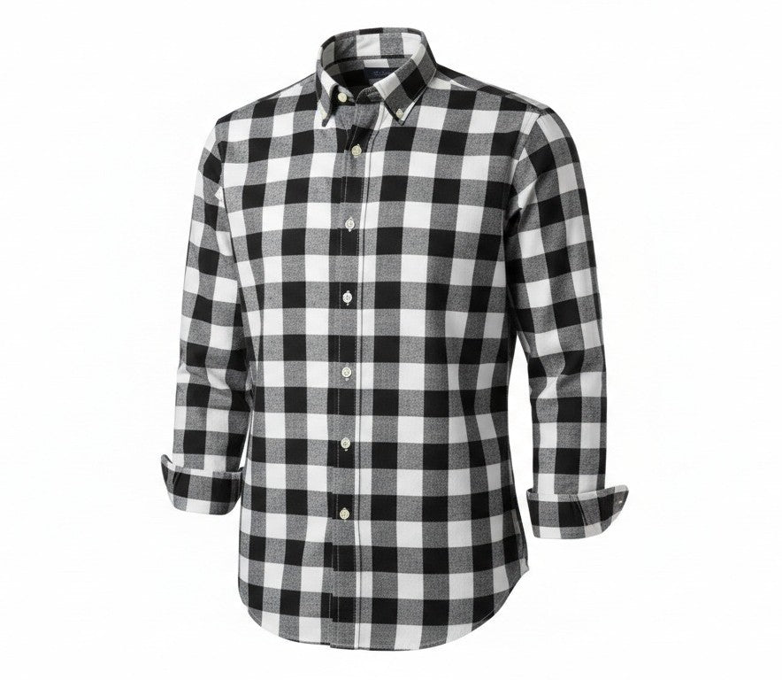 Premium White & Black Checkered Full Sleeve Shirt
