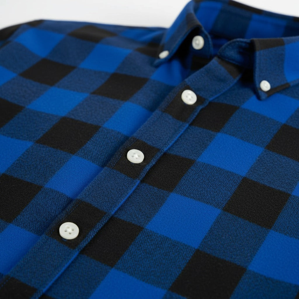 Premium Blue & Black Checkered Full Sleeve Shirt