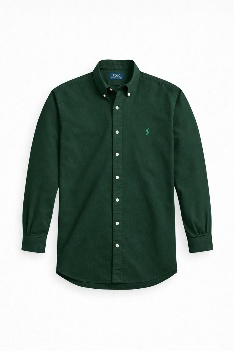 Men's Premium Slim Fit Formal Shirt - Solid Forest Green
