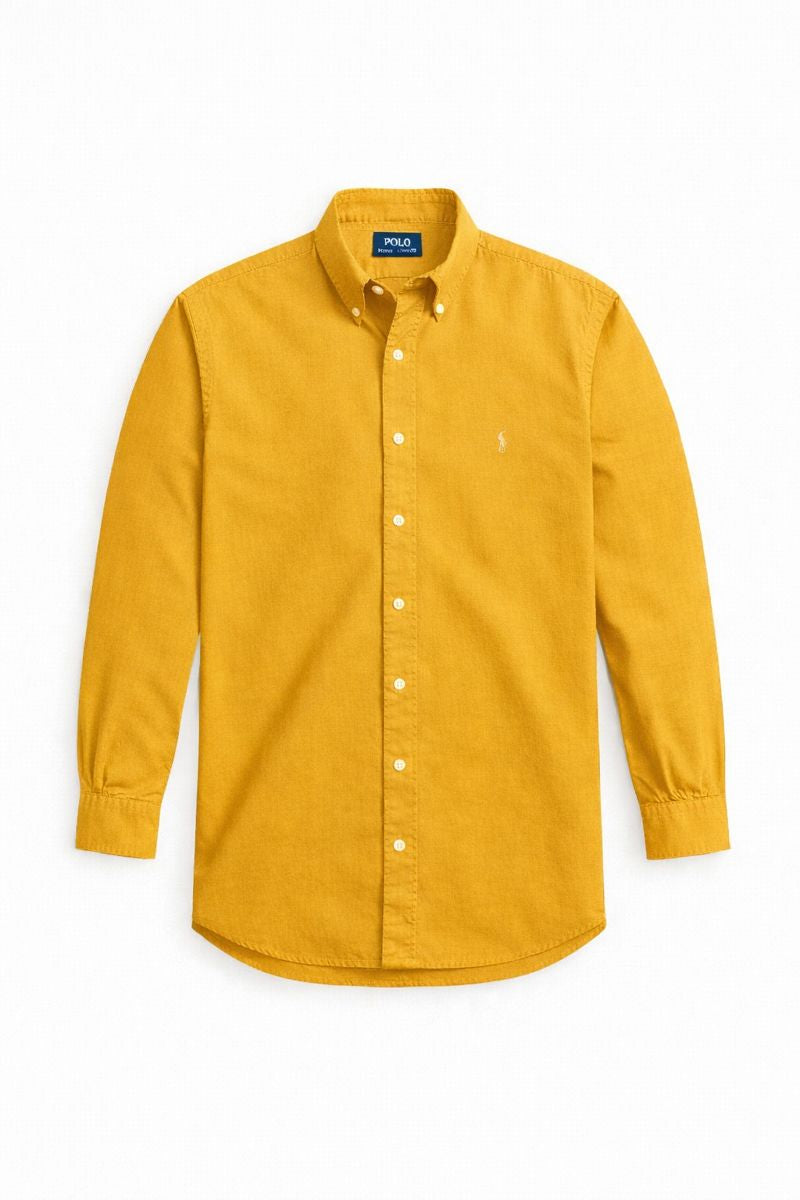 Men's Premium Slim Fit Formal Shirt - Solid Mustard